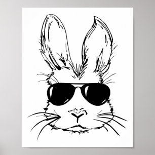 Póster Conejo de conejo lindo Cara Tejido de tinta de ojo