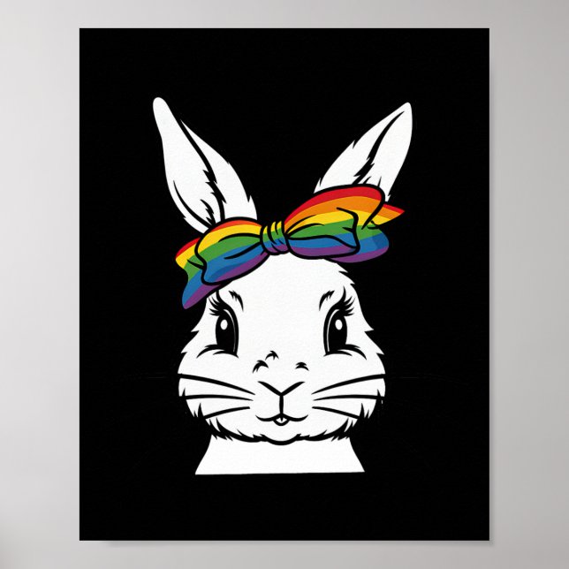 Póster Conejo de conejo lindo Cara Tejido de tinta de ojo (Frente)