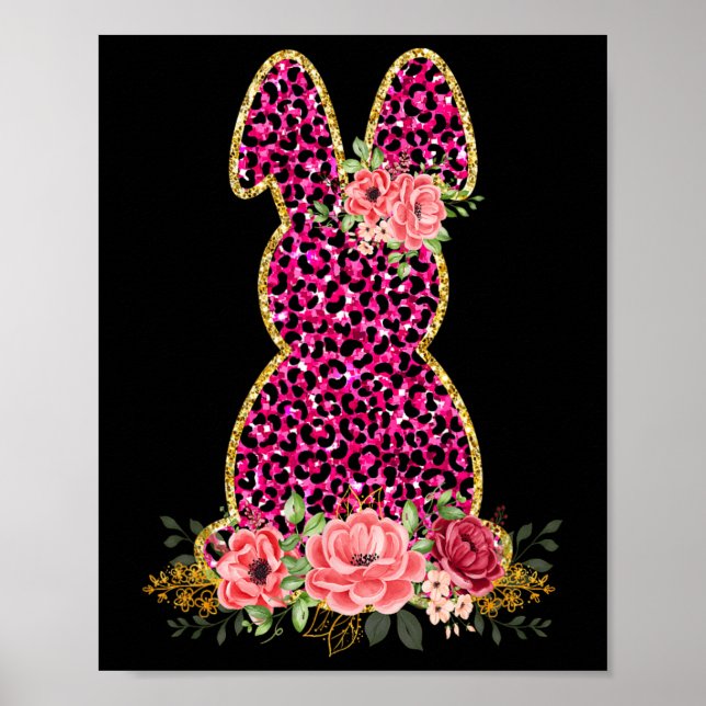 Póster Conejo de conejo lindo leopardo rosado conejo feli (Frente)