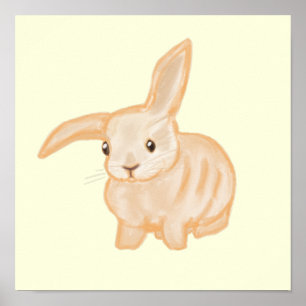 Póster Conejo de conejo marrón lindo - transparente en am