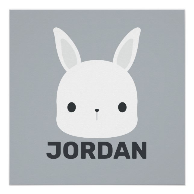 Póster Conejo de conejo pequeño y lindo con nombre person (Anverso)