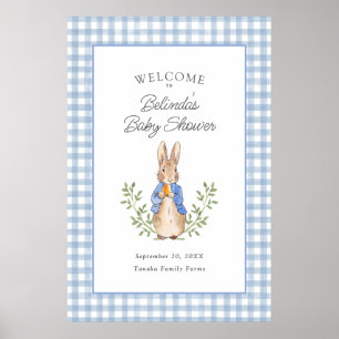 Póster Conejo de cuento clásico azul Bienvenida a la fies