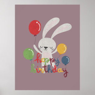 Póster Conejo de Cumpleaños Pun: Día de Azar Adorable