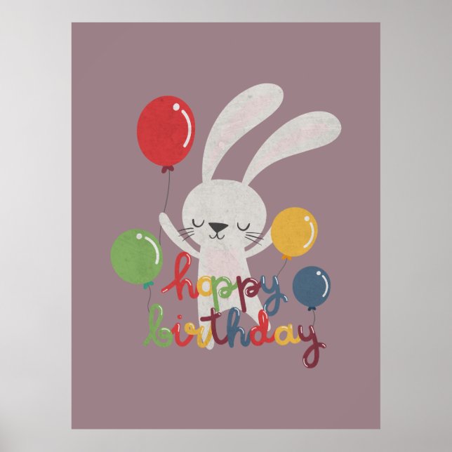 Póster Conejo de Cumpleaños Pun: Día de Azar Adorable (Frente)