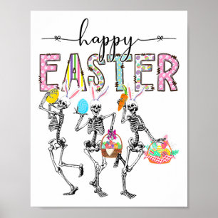 Póster Conejo de Esqueleto del Día Feliz de Pascua Niños 