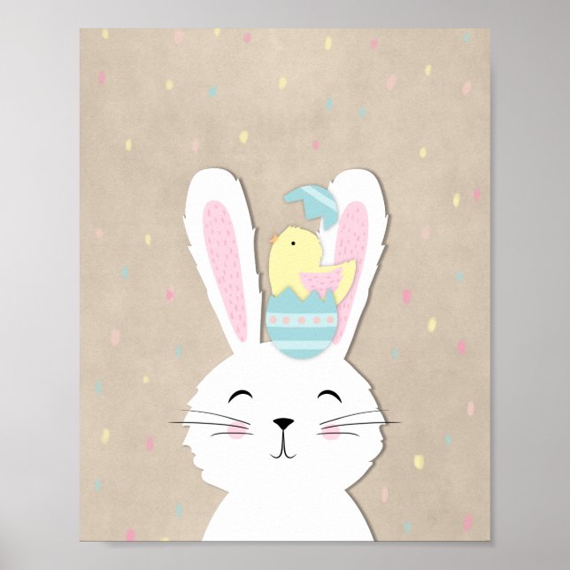Póster Conejo de estilo artesanal Cute Easter (Frente)