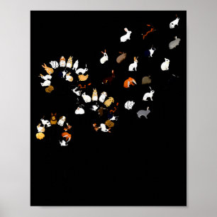 Póster Conejo de flor de diente de león divertido