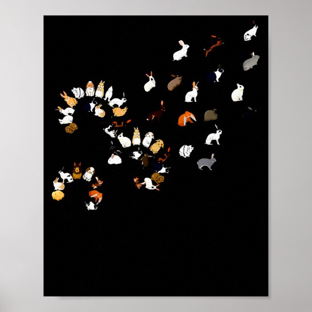 Póster Conejo de flor de diente de león divertido  (Frente)