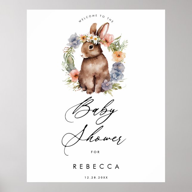 Póster conejo de flores silvestres poster de señas de duc (Frente)