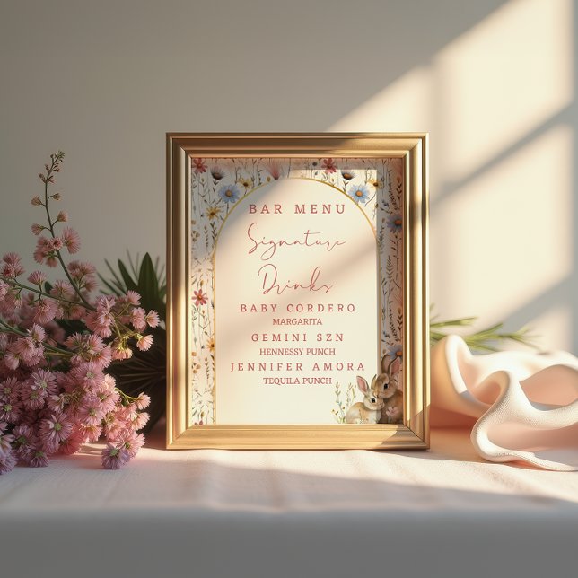 Póster Conejo de flores silvestres rústicas beige barra d (Subido por el creador)