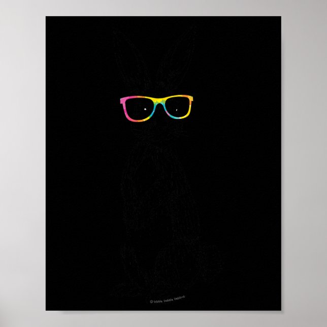 Póster Conejo de gafas de centeno de hipster con mango su (Frente)