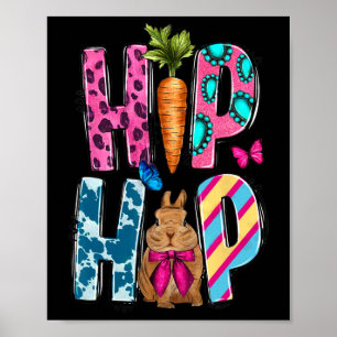 Póster Conejo de Hip Hop Occidental y Zanahoria Feliz Día