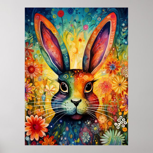 Póster Conejo de jardín arcoíris (Frente)