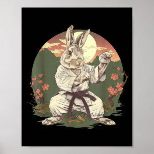 Póster Conejo de Karate Jiu-Jitsu MMA Taekwondo Artes Mar