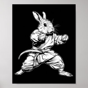 Póster Conejo de Karate Jiu-Jitsu MMA Taekwondo Artes Mar