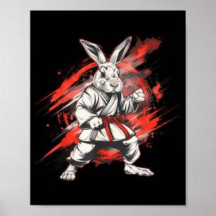 Póster Conejo de Karate Jiu-Jitsu MMA Taekwondo Artes Mar