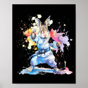 Póster Conejo de Kickboxing Karate Taekwondo Jiu-Jitsu MM