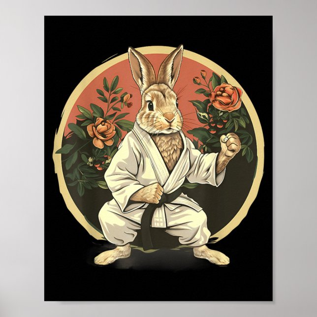 Póster Conejo de Kickboxing Taekwondo Karate MMA (Frente)