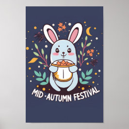 Póster Conejo de Mid Otoño Festival