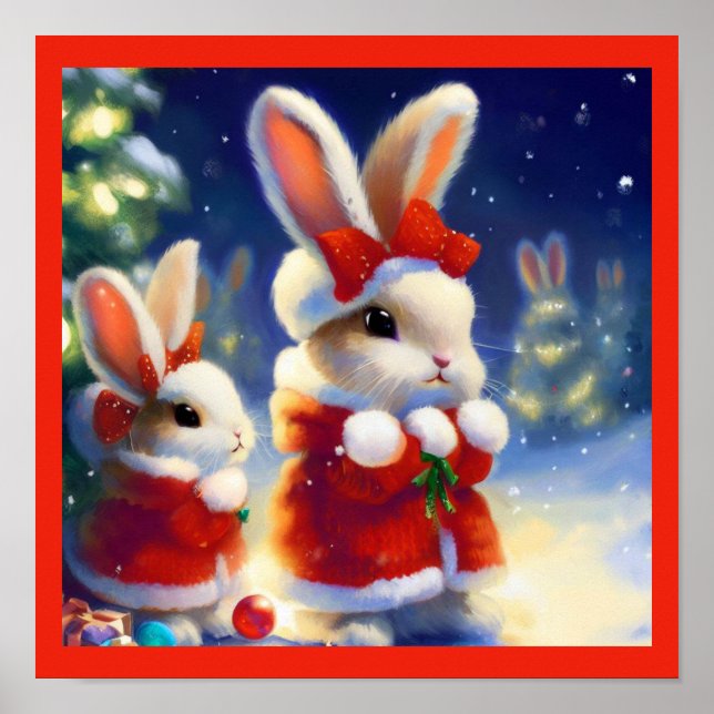 Póster Conejo de navidades 3 (Frente)