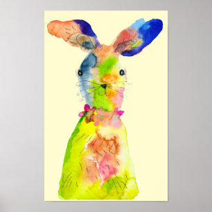 Póster conejo de Pascua acuarela linda