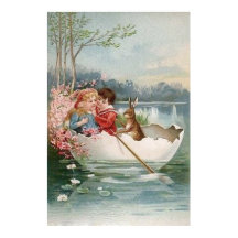 Conejo de Pascua Barco Joven Pareja Paisaje