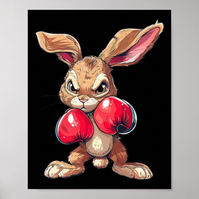 Póster Conejo de Pascua Boxer de Boxeo de Kickboxing de A (Frente)