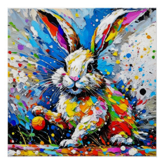 Póster Conejo de Pascua con Huevos