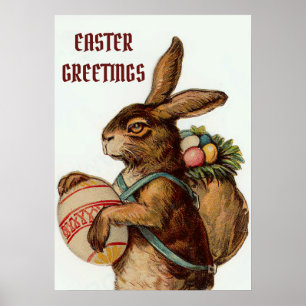 Póster Conejo de Pascua con huevos