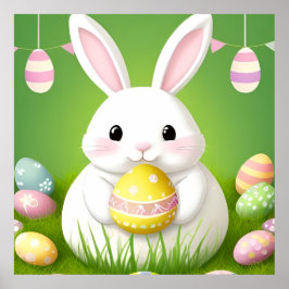 Póster Conejo De Pascua Con Huevos Decorativos