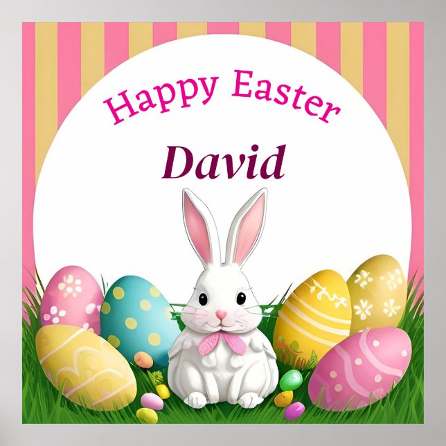 Póster Conejo De Pascua Con Huevos Decorativos (Frente)