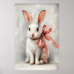 Póster Conejo de Pascua con Lazo Imprimible para Guarderí