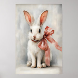 Póster Conejo de Pascua con Lazo Imprimible para Guarderí