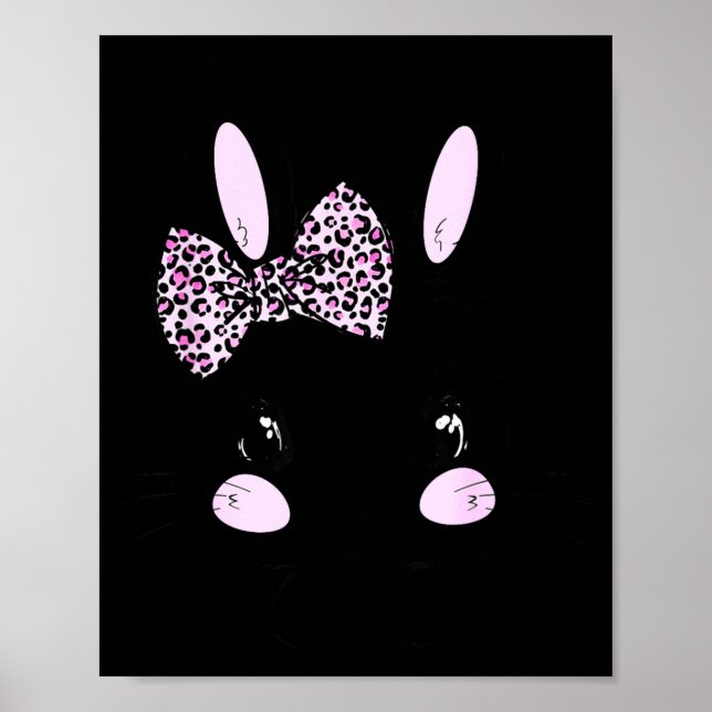 Póster Conejo de Pascua Corbata de lazo Leopardo Día de P (Frente)