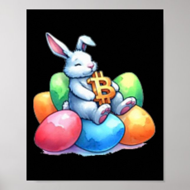 Póster Conejo de Pascua de Bitcoin Huevos Pequeños Sutile (Frente)