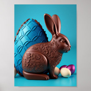 Póster Conejo de Pascua de Chocolate y Huevos
