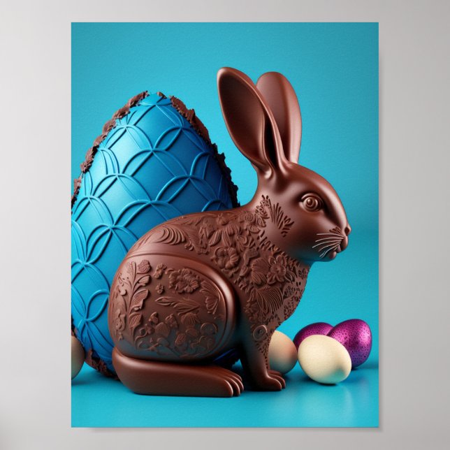 Póster Conejo de Pascua de Chocolate y Huevos (Frente)