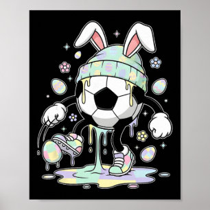 Póster Conejo de Pascua de fútbol huevo goteo helado niño