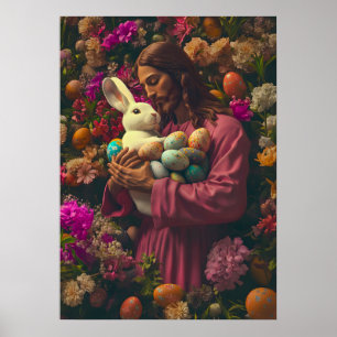 Póster Conejo de Pascua de Jesucristo