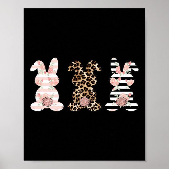 Póster Conejo de Pascua de Leopardo Trio de Conejo Lindo  (Frente)