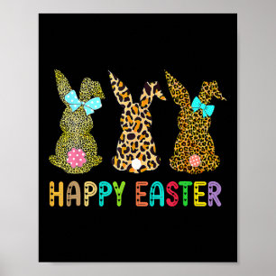 Póster Conejo de Pascua de Leopardo Trio Día de Pascua Li