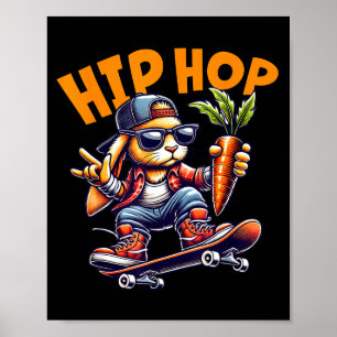 Póster Conejo de Pascua de monopatín Hip Hop Zanahoria Ca