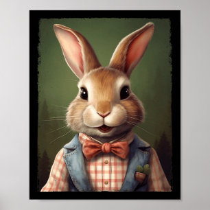 Póster Conejo De Pascua De Pascua Bow Conejo De Tie Feliz