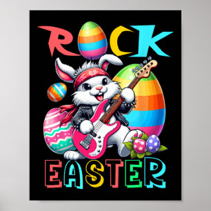 Póster Conejo de Pascua de Rock tocando Guitarra Guitarri
