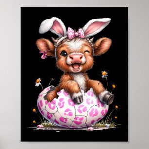 Póster Conejo de Pascua de vaca divertida Amante de vacas