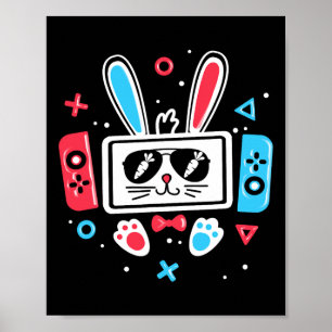 Póster Conejo de Pascua de videojuegos Controlador de jue