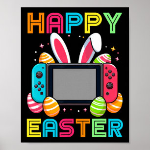 Póster Conejo de Pascua de videojuegos Controlador de jue