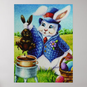 Póster Conejo de Pascua desliza conejo en chocolate Art 1