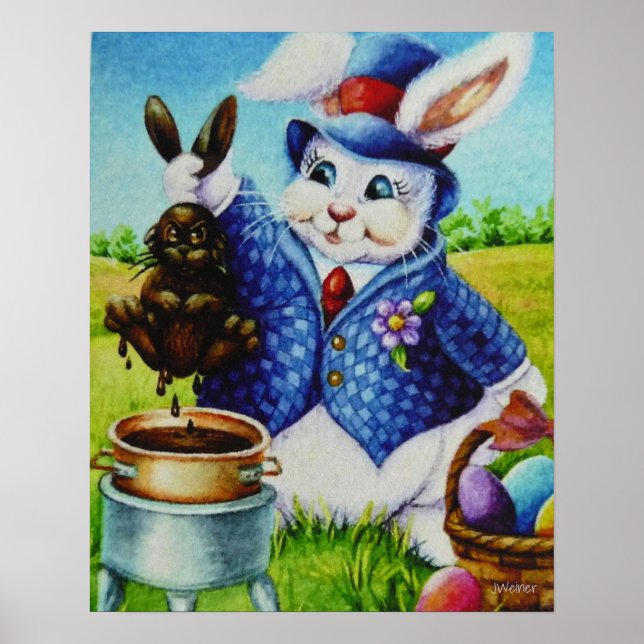 Póster Conejo de Pascua desliza conejo en chocolate Art 1 (Frente)