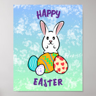 Póster Conejo de Pascua en huevos de Pascua